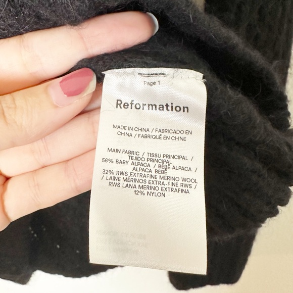 Reformation Oberon Sweater Black Off Shoulder Alpaca Wool Blend Small - Picture 7 of 9